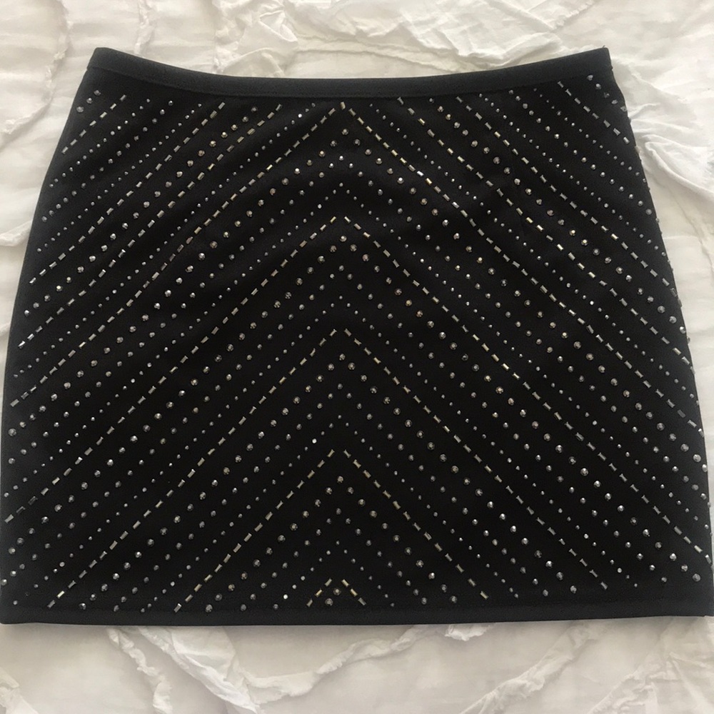 Black rhinestoned mini skirt